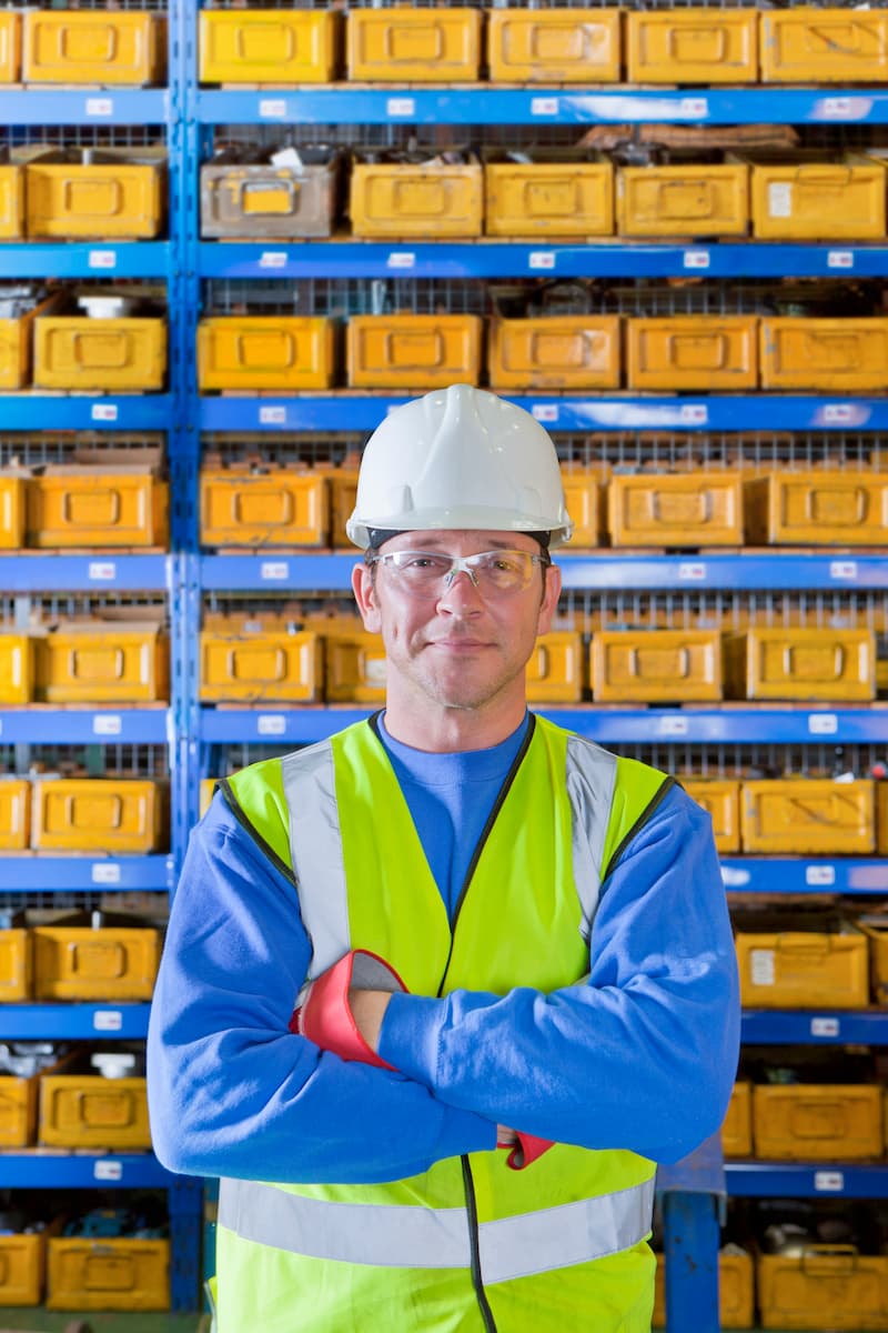 Engineer in high-visibility gear reviewing work on site